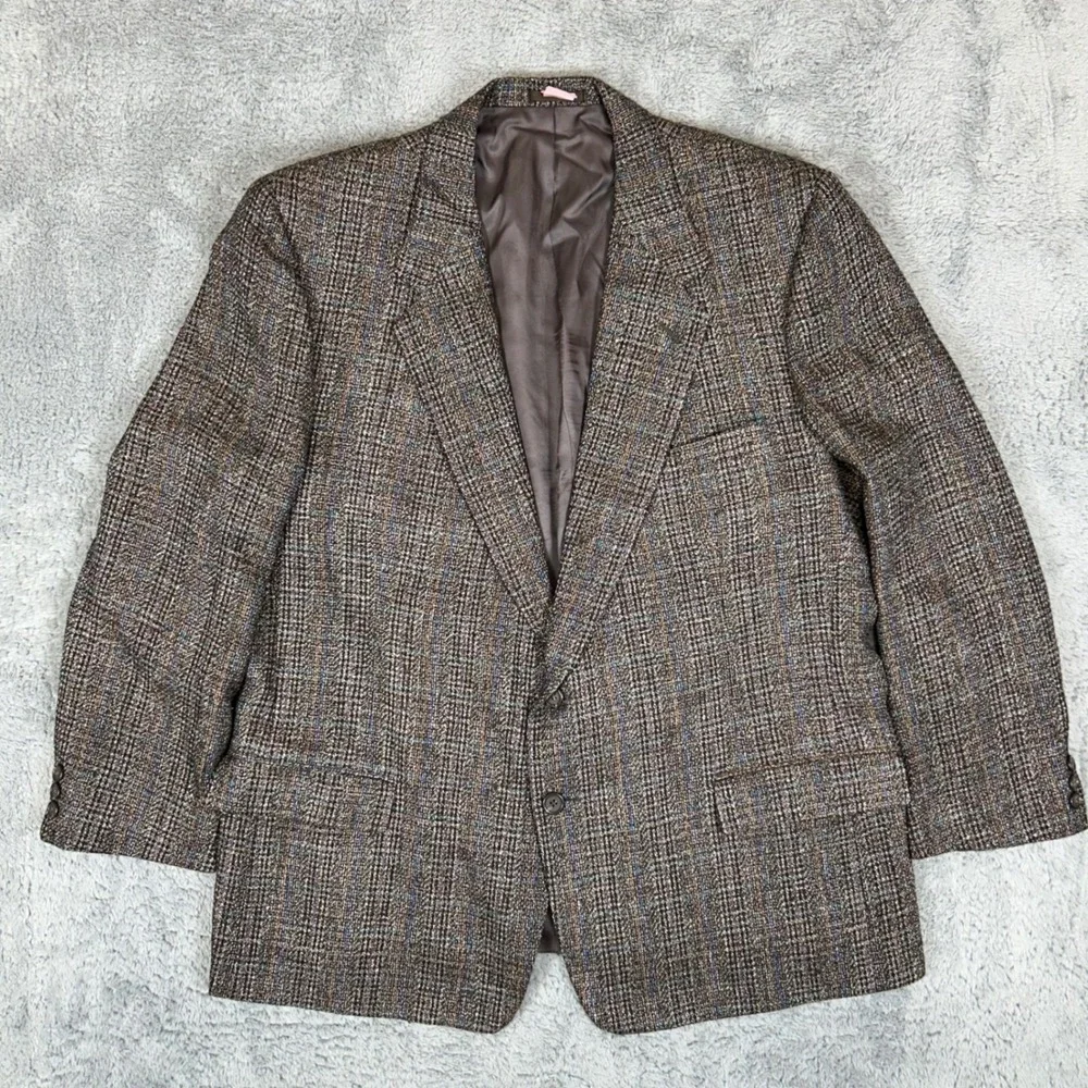 Alan Lebow for Hartz Mens Brown Plaid Two Button Blazer Sport Coat BMT Mens Shop
